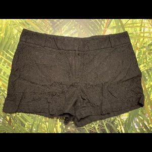 Loft Black Floral Textured Shorts